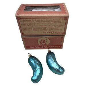 2 Old World Christmas Inge Glas Collection Glass Pickle Ornaments